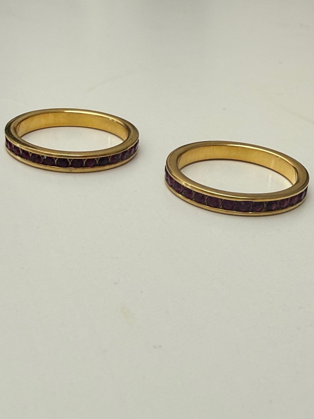 Gold and Amethyst Stackable Ring - Size 8